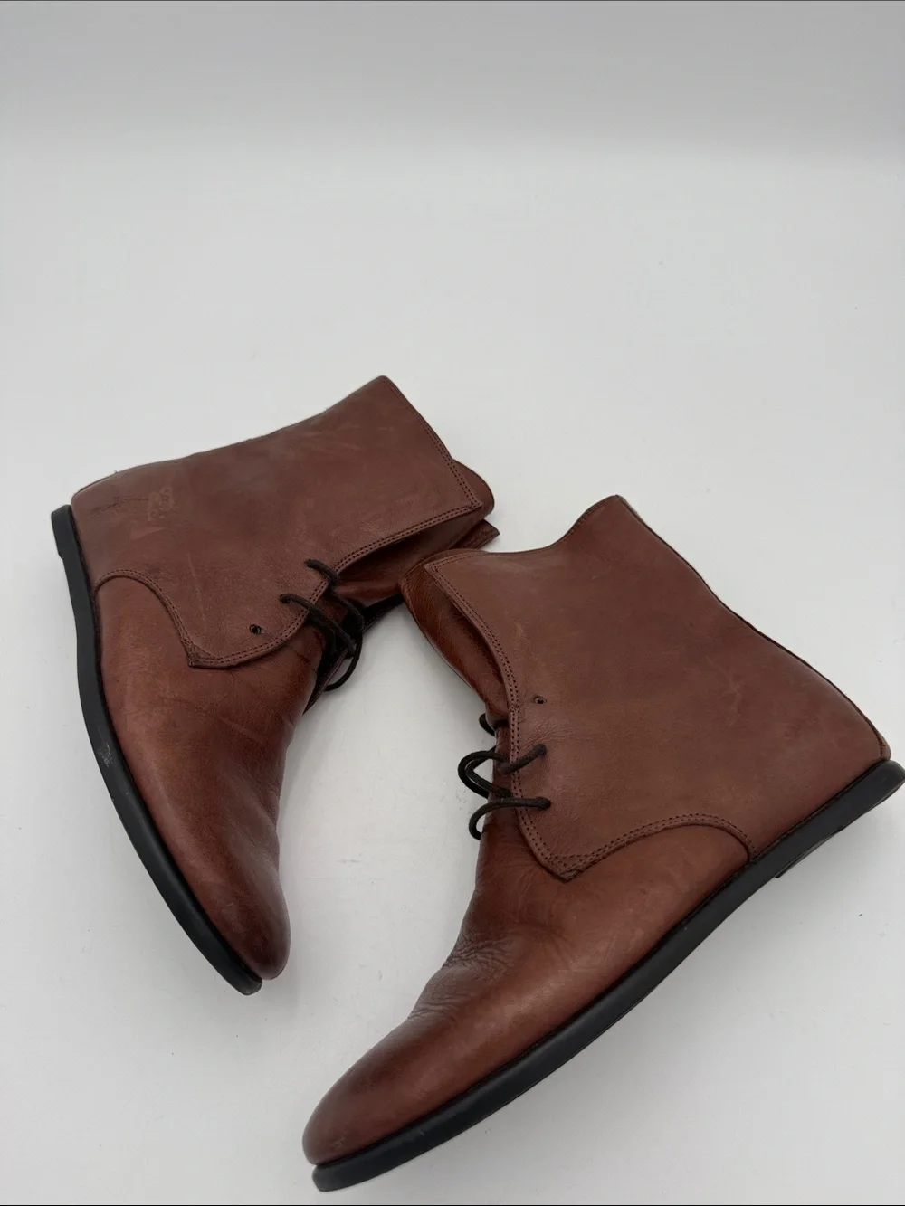 THE FLEXX Brown Leather Chukka Boots women 7.5 vintage Y2K casual office retro